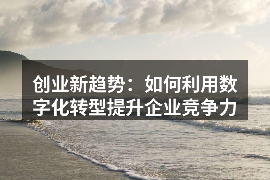 创业新趋势：如何利用数字化转型提升企业竞争力